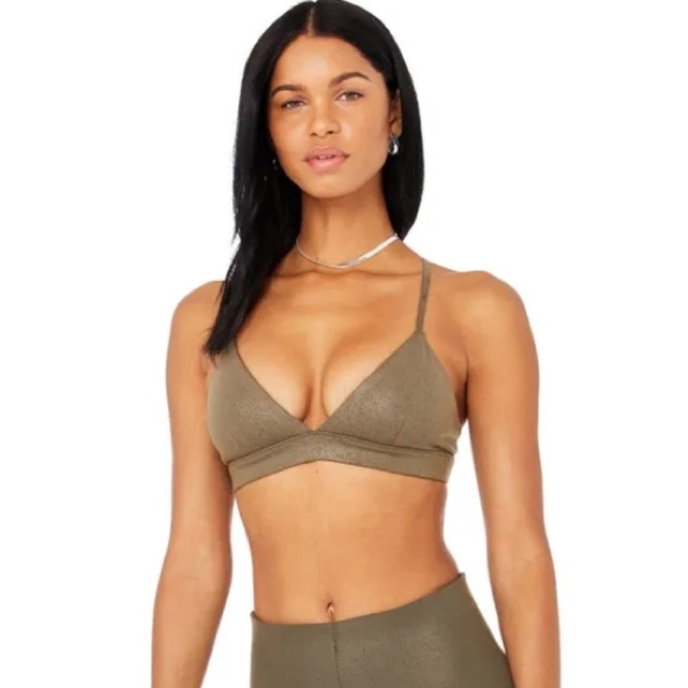 ALO Yoga Olive Triangle Lace-Texture Bralette